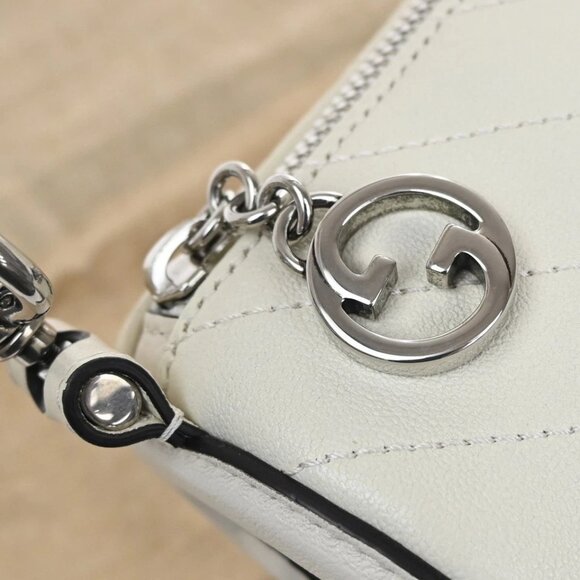 GUCCI Logo Blondie Interlocking GG Mini Shoulder Bag Leather White 728-082725 - Picture 10 of 16